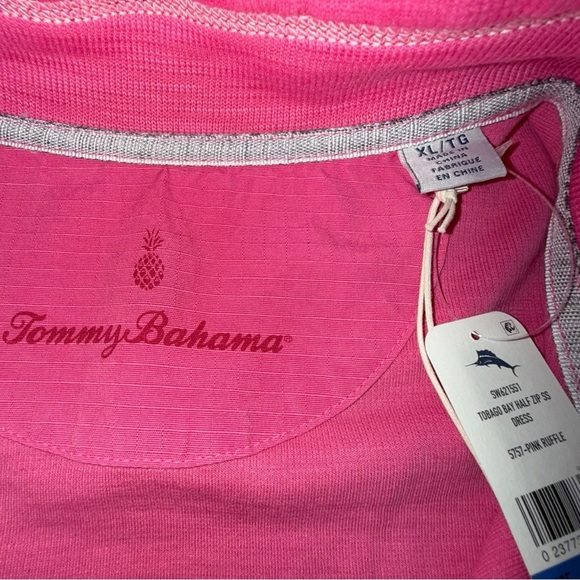 NWT TOMMY BAHAMA Tobago Bay Half-Zip Short-Sleeve Dress - XL Pink Ruffle - Picture 11 of 14